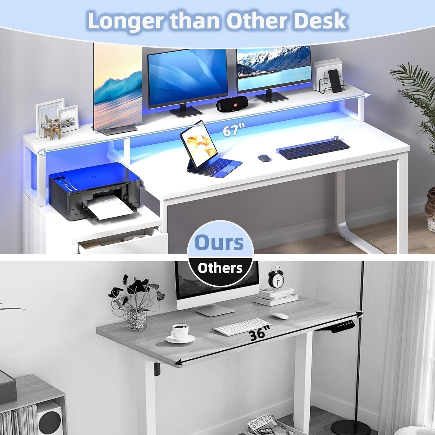 مكتب أبيض بطول 67 بوصة مع 3 أد - مراجعة Commercial Printer وسعره